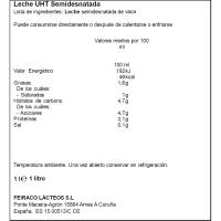 Leche semidesnatada FEIRACO, brik 1 litro