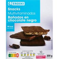 Snacks de chocolate negro EROSKI, caja 200 g Snacks de chocolate negro EROSKI, caja 200 g
