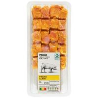 Pincho de cerdo al curry EROSKI, 4 uds., bandeja 340 g