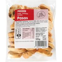 Chapatitas con pasas EROSKI, bolsa 125 g Chapatitas con pasas EROSKI, bolsa 125 g