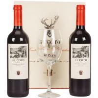 Vino Tinto Crianza D.O. Rioja EL COTO, pack 2x75 cl + Copa