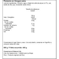 Pimiento agridulce CIDACOS, frasco 400 g