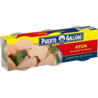 Atún en aceite de girasol PUERTO GALLEGO, pack 3x80 g