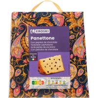 Panettone relleno de pepitas de chocolate EROSKI, caja 750 g