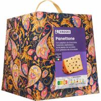Panettone relleno de pepitas de chocolate EROSKI, caja 750 g