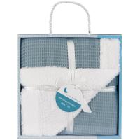 Manta nido de abeja petroleo +borreguillo, extrasuave, 80x110cm INTERBABY, 1 ud