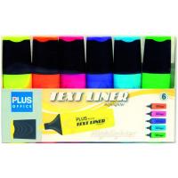 PLUS OFFICE TEXT LINER markatzaile fluoreszentea, 6 kolore, sorta 6 ale