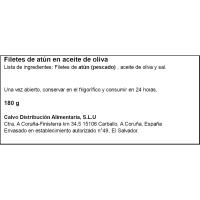 Filetes de atún en aceite de oliva CALVO, frasco 180 g