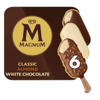 Helado classic, almendrado, blanco MAGNUM, 6 uds, caja 432 g