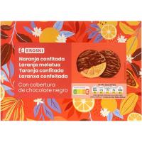 Naranja cubierta de chocolate negro deluxe EROSKI, caja 150 g