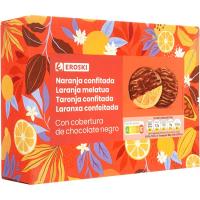 Naranja cubierta de chocolate negro deluxe EROSKI, caja 150 g