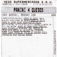 Panini 4 quesos (36%) EROSKI, 1 ud