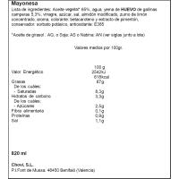 Mayonesa CHOVI, frasco 820 ml