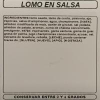 Lomo en salsa de champiñones, al peso, compra mínima 250 g