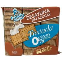 Galleta tostada 0% azúcar añadido FAMILY BISCUITS, paquete 600 g