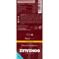 Chorizo extra dulce 50% duroc JAMONES GONZÁLEZ, sarta 270 g