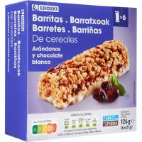 Barritas de cereal y arándanos EROSKI, 6 uds, caja 126 g
