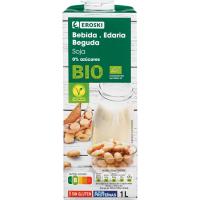 Bebida vegetal de soja 0% azúcares EROSKI BIO, brik 1 litro Bebida vegetal de soja 0% azúcares EROSKI BIO, brik 1 litro