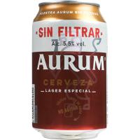 Cerveza sin filtrar AURUM, lata 33 cl