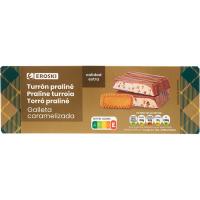 Turrón praliné con galleta caramelizada EROSKI, caja 150 g