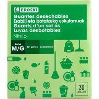 Guante de nitrilo desechable Talla M/L EROSKI, caja 30 uds