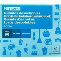 Guante de latex desechable Talla M EROSKI, caja 40 uds Guante de latex desechable Talla M EROSKI, caja 40 uds