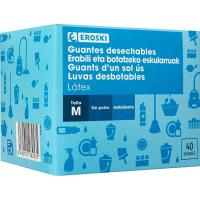 Guante de latex desechable Talla M EROSKI, caja 40 uds Guante de latex desechable Talla M EROSKI, caja 40 uds