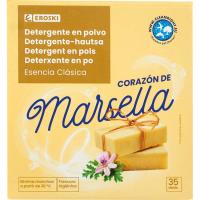 Detergente en polvo aroma marsella EROSKI, caja 35 dosis