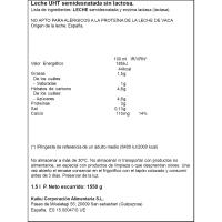 Leche semidesnatada sin lactosa KAIKU, botella 1,5 litros