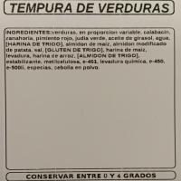 Tempura de verduras, al peso, compra mínima 250 g