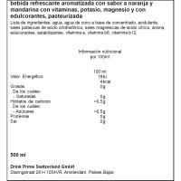 Bebida isotónica ice naranja PRIME, botella 50 cl