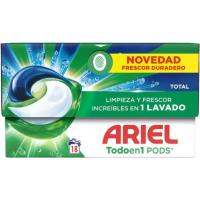 Detergente en cápsulas ARIEL TOTAL, caja 18 dosis