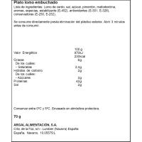 Plato lomo curado Extremadura ARGAL, bandeja 70 g