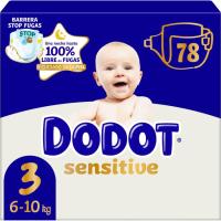 Pañal Jumbo 6-10 kg Talla 3 DODOT SENSITIVE, paquete 78 uds