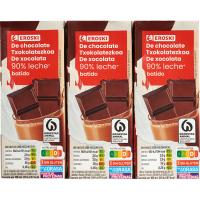 Batido de chocolate 90% leche EROSKI, pack 6x200 ml