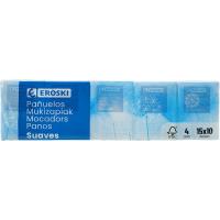 Pañuelos de papel pocket suave 4 capas EROSKI, pack 15 uds