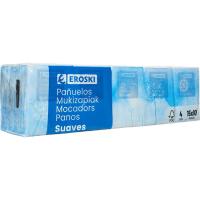 Pañuelos de papel pocket suave 4 capas EROSKI, pack 15 uds