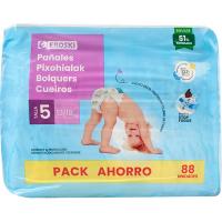Pañal Talla 5, 12 horas seco EROSKI XL, paquete 88 uds Pañal Talla 5, 12 horas seco EROSKI XL, paquete 88 uds