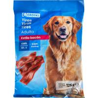 Snack sabor bacón para perro EROSKI, paquete 125 g