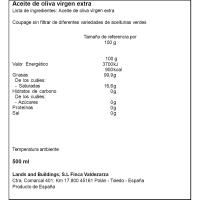 Aceite de oliva v. extra sin filtrar VALDEZARZA, botella 500 ml