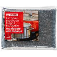 Estropajo inoxidable con esponja EROSKI, pack 1 ud Estropajo inoxidable con esponja EROSKI, pack 1 ud