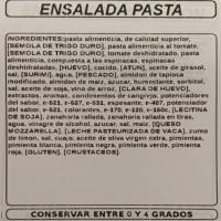 Ensalada de pasta con atún, al peso, compra mínima 250 g