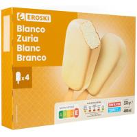 Helado blanco EROSKI, pack 4x120 ml