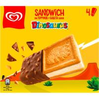 Helado sandwich sabor dinosaurus FRIGO, pack 4x120 ml Helado sandwich sabor dinosaurus FRIGO, pack 4x120 ml