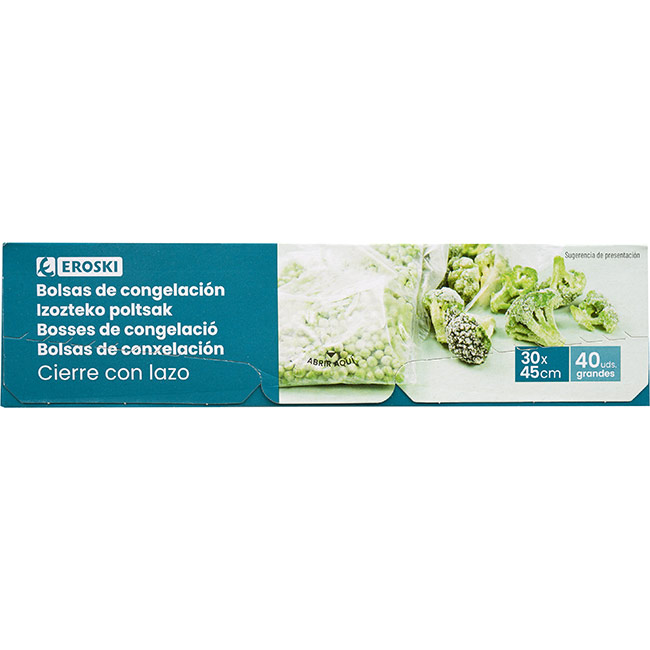 Bolsa grande para congelar EROSKI, caja 40 uds