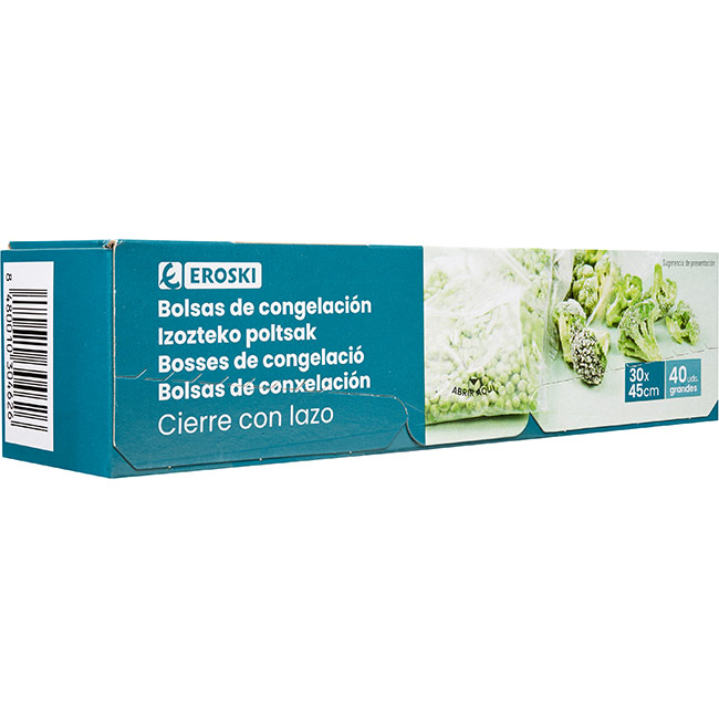 Bolsa grande para congelar EROSKI, caja 40 uds