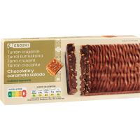 Turrón de chocolate con caramelo y sal EROSKI, caja 150 g Turrón de chocolate con caramelo y sal EROSKI, caja 150 g