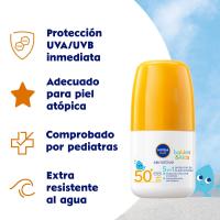 Loción solar kids Sensitive SPF50+ NIVEA, roll on 50 ml