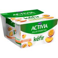 Kéfir con melocotón y maracuya ACTIVIA, pack 4x120 g