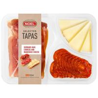 Tapa de jamón serrano, chorizo extra y queso NOEL, bandeja 118 g